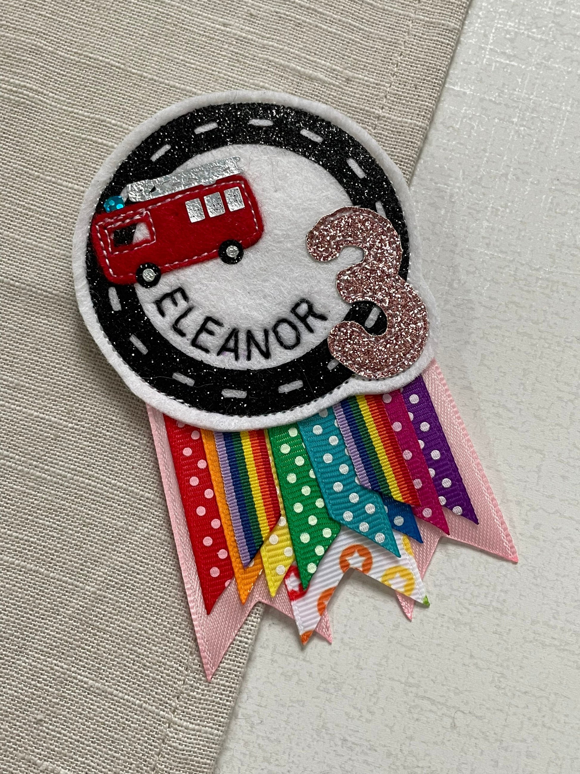 Personalised birthday badge rosette, birthday badge, car birthday badge, boat birthday badge, digger birthday badge