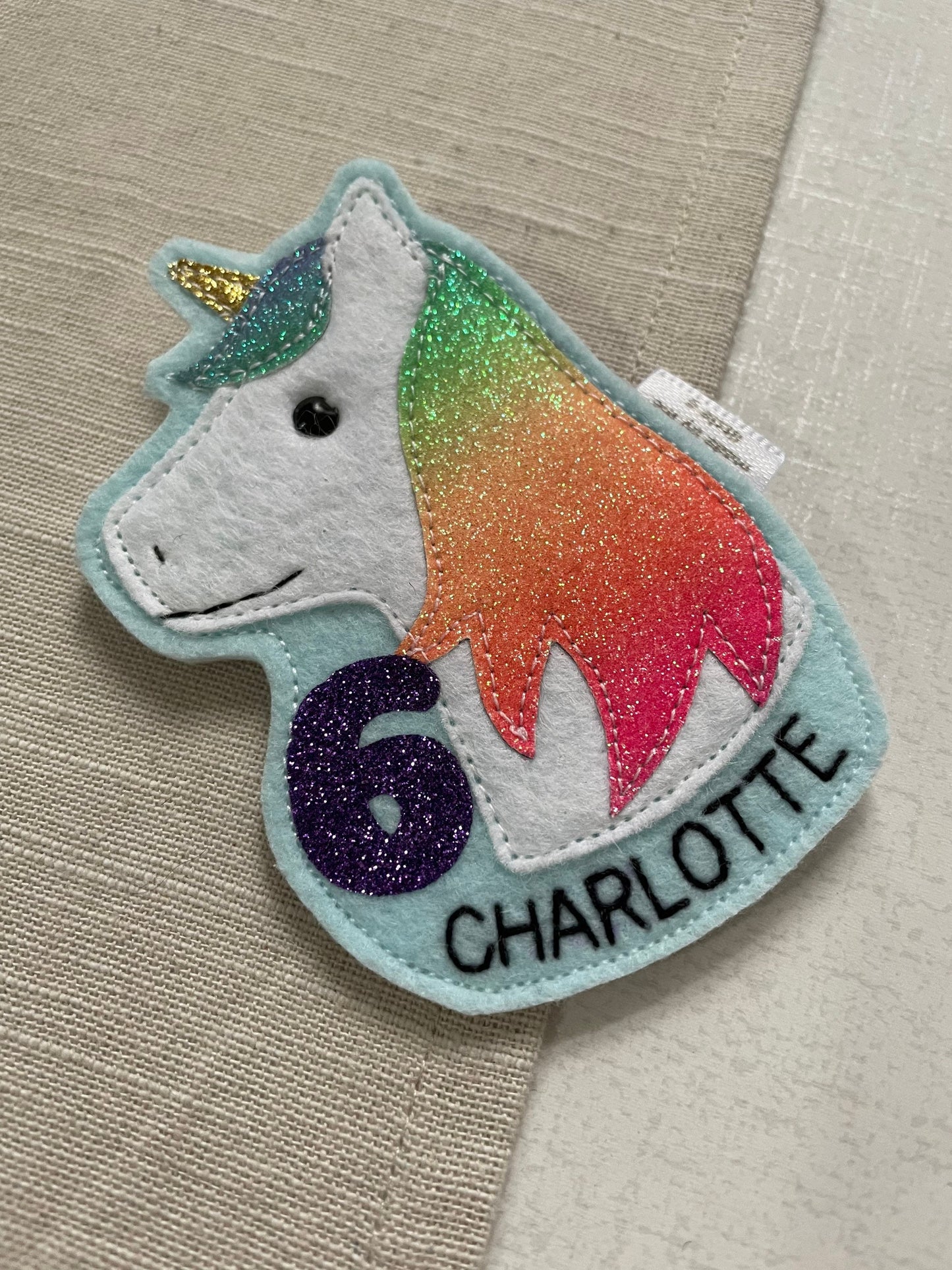 Unicorn birthday badge, PLEASE READ INFO, personalised unicorn birthday badge, birthday badge, unicorn birthday badge
