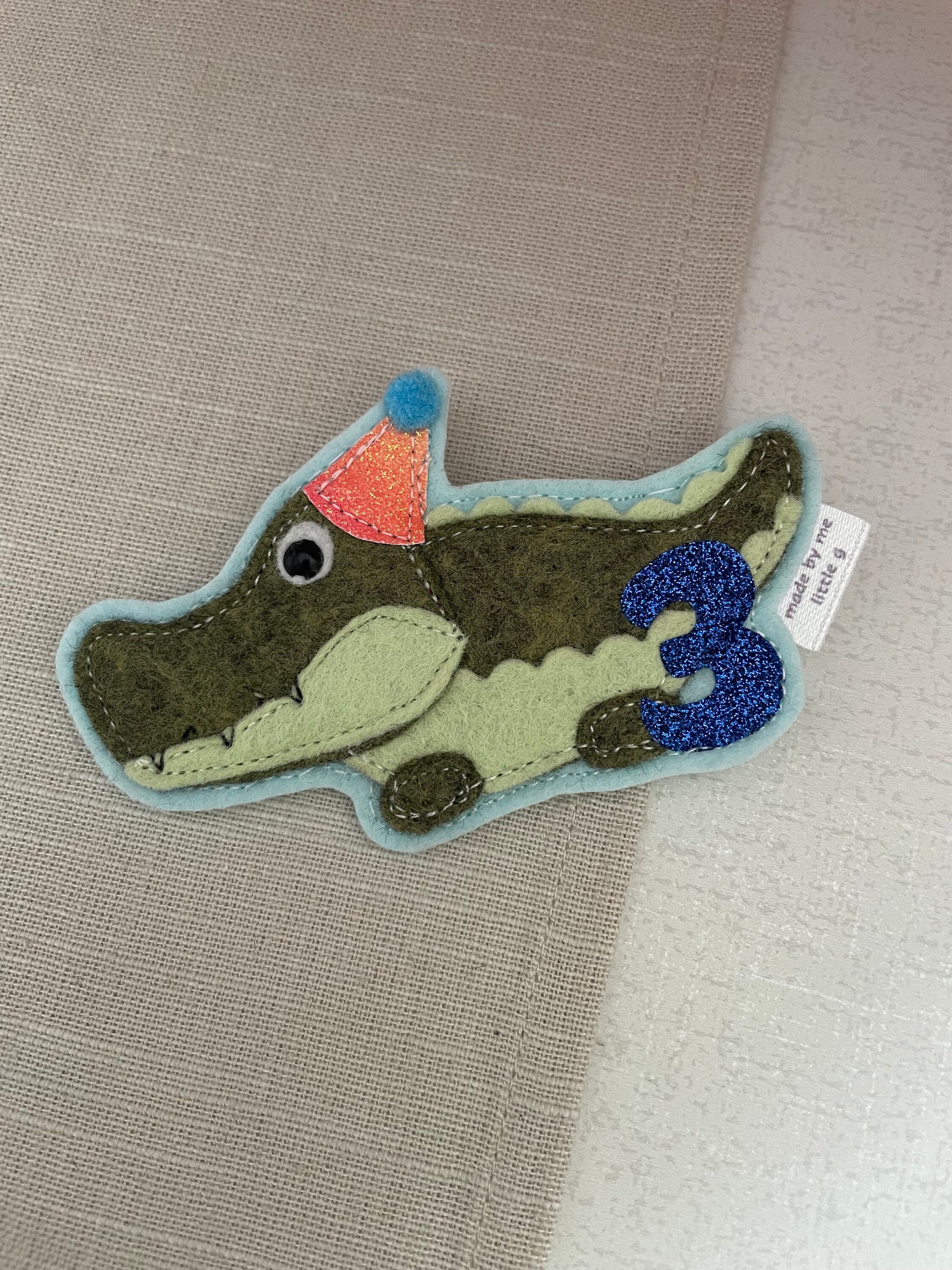 Crocodile birthday badge, PLEASE READ INFO, personalised crocodile birthday badge, birthday badge, crocodile birthday badge