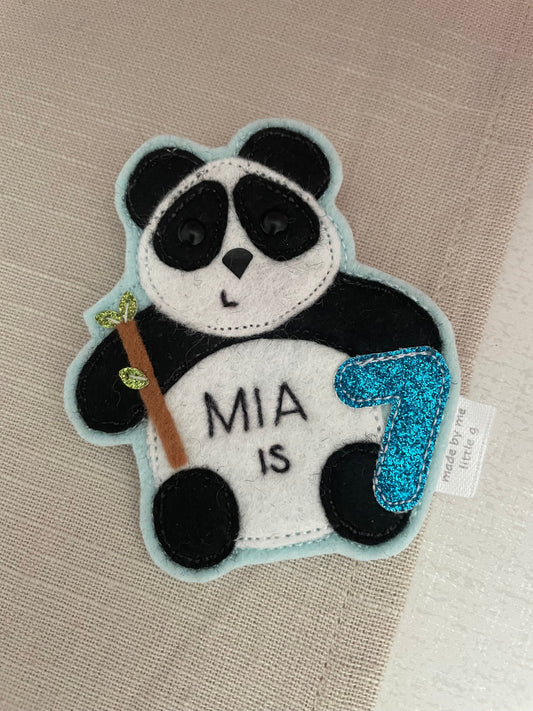 Panda personalised birthday badge, birthday badge, personalised birthday badge, panda badge, panda birthday badge