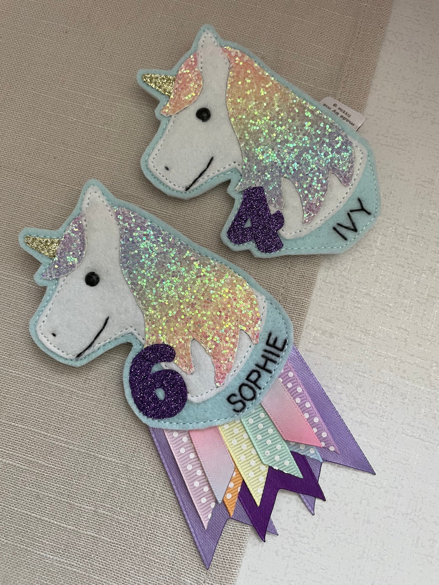 Unicorn birthday badge, PLEASE READ INFO, personalised unicorn birthday badge, birthday badge, unicorn birthday badge
