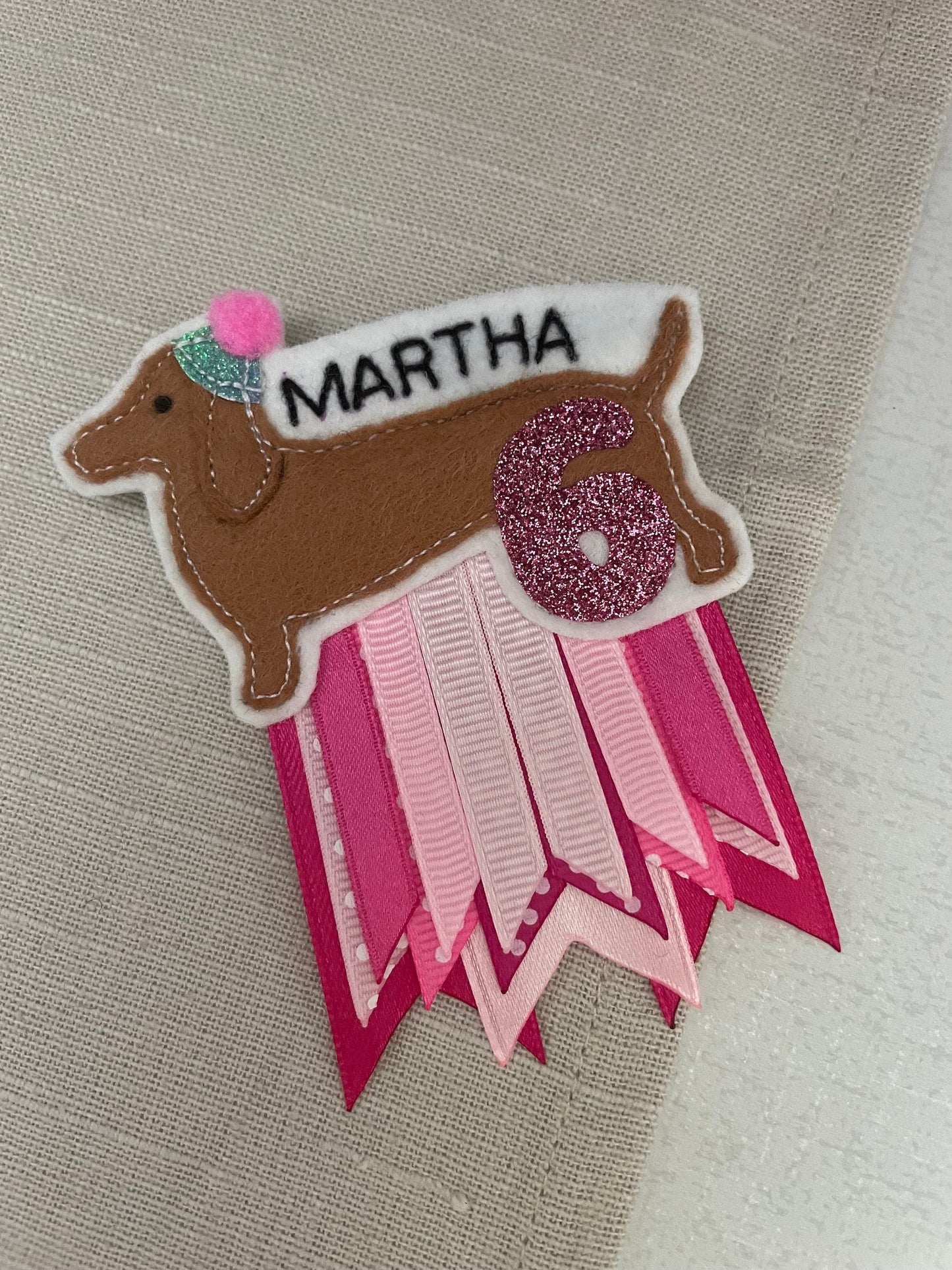 Sausage dog birthday badge, PLEASE READ INFO, personalised dachshund birthday badge, birthday badge, sausage dog badge, dachshund birthday