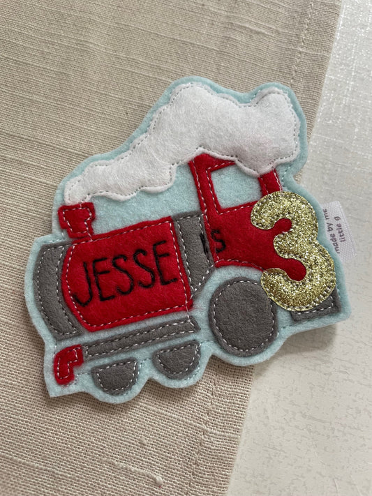 Personalised train birthday badge, personalised birthday badge, birthday badge,