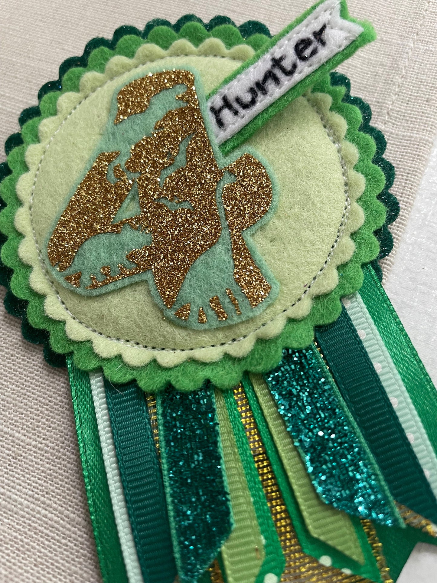 Dinosaur personalised age birthday badge rosette, birthday badge, personalised birthday badge