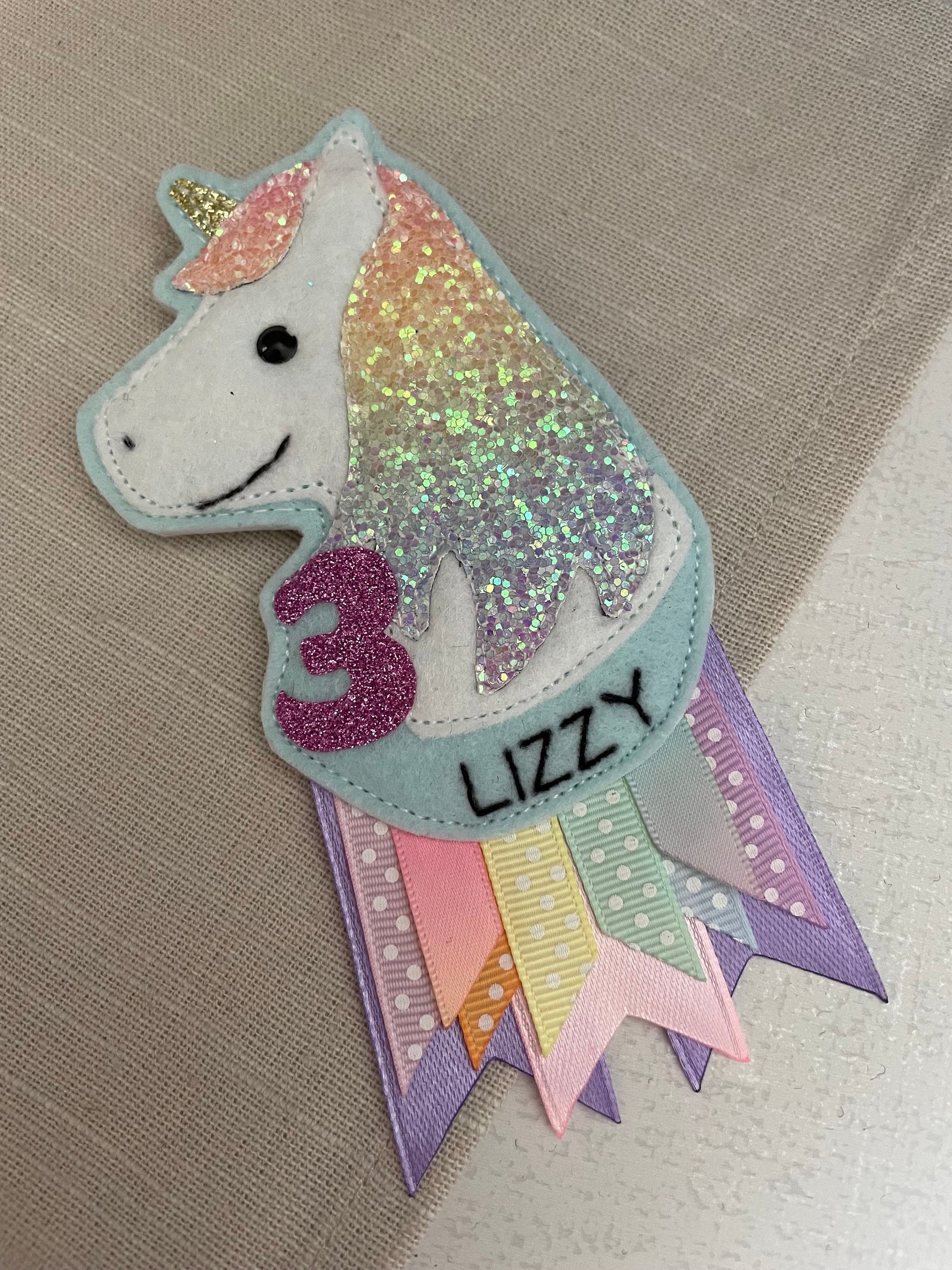 Unicorn birthday badge, PLEASE READ INFO, personalised unicorn birthday badge, birthday badge, unicorn birthday badge