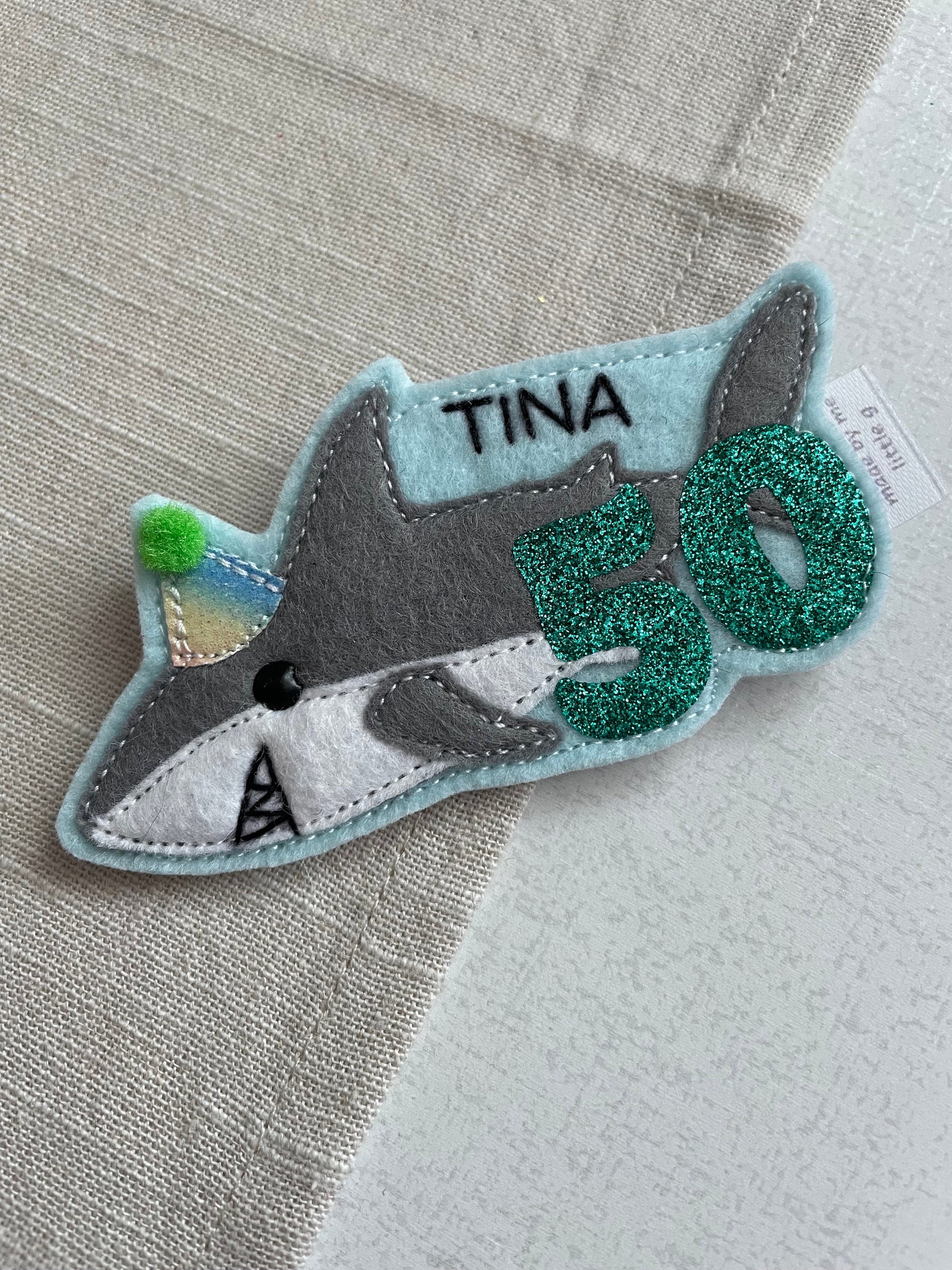 Shark birthday badge, personalised shark birthday badge, birthday badge